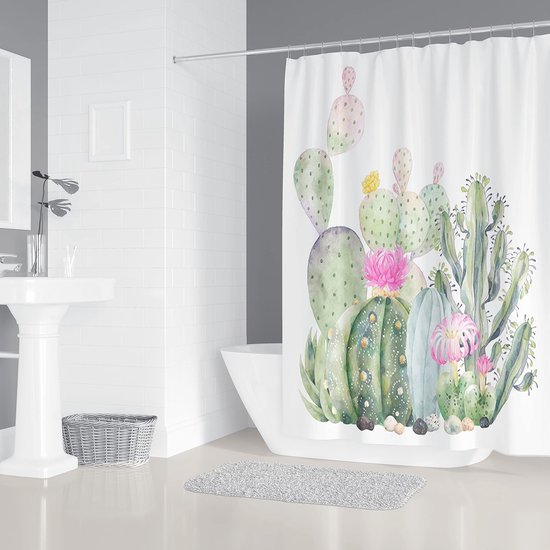 550x550-6564.jpg Unyqoos® Doucheschilderij met Cactussen en Bloemen voor een Tropische Badkamerervaring