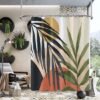 Unyqoos® Stijlvolle Boho Doucheschermset met Tropische Planten en Abstracte Patronen, Inclusief 12 Haken, 183x183 cm