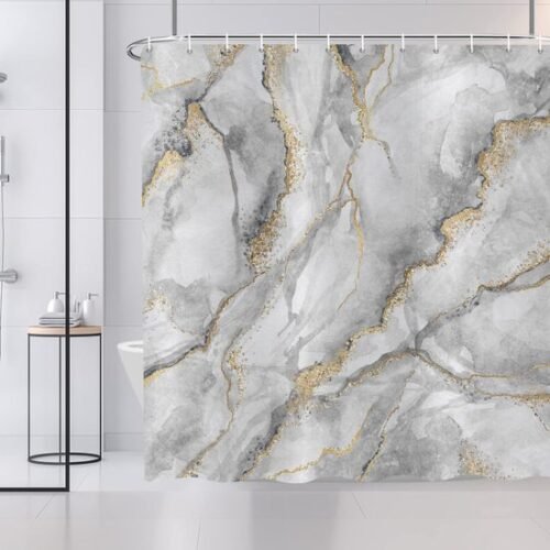 550x550-6608.jpg Unyqoos® Stijlvol Marmerlook Douchegordijn met Abstracte Design in Grijs, Wit en Goud, 180 x 200 cm