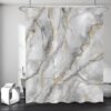 Unyqoos® Stijlvol Marmerlook Douchegordijn met Abstracte Design in Grijs, Wit en Goud, 180 x 200 cm