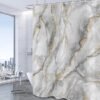 Unyqoos® Stijlvol Marmerlook Douchegordijn met Abstracte Design in Grijs, Wit en Goud, 180 x 200 cm