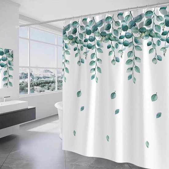 550x550-6613.jpg Unyqoos® Groen Badkamergordijn Met Antibacteriële Coating, Compleet Met Haken, Machinewasbaar En Sneldrogend