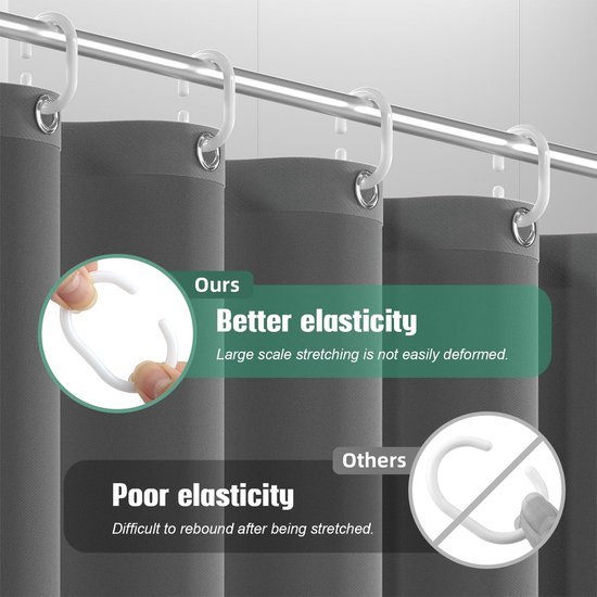 Unyqoos® Douchestijl Verfrisser: Grijs, Wasbaar, Schimmelwerend en Waterafstotend Douchegordijn Set met Ringen