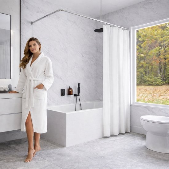 550x550-6624.jpg Unyqoos® Douchescherm Douchegordijn met Verzwaarde Zoom en Waterafstotende Eigenschappen voor Stijlvolle Badkamers 180 x 200 cm