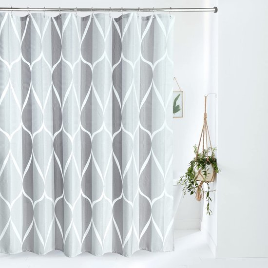 Unyqoos® Stijlvol Geometrisch Douchegordijn met Luxe Waterdichte Textuur en Metalen Bevestigingsringen