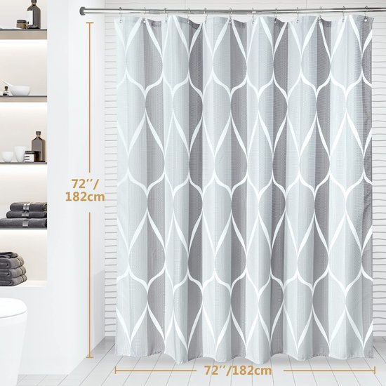 Unyqoos® Stijlvol Geometrisch Douchegordijn met Luxe Waterdichte Textuur en Metalen Bevestigingsringen