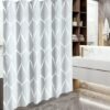 Unyqoos® Stijlvol Geometrisch Douchegordijn met Luxe Waterdichte Textuur en Metalen Bevestigingsringen