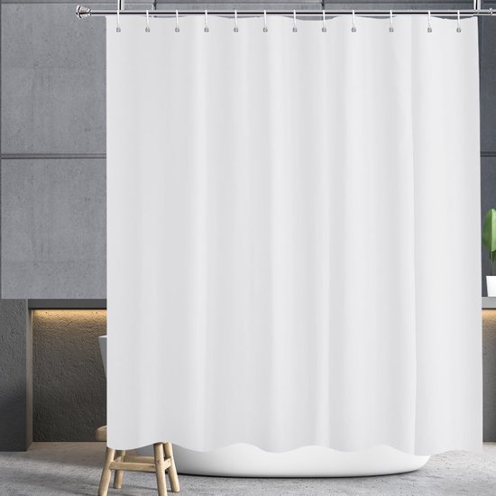 Unyqoos® Waterafstotend Antischimmel Douchegordijn van Polyester met Verzwaarde Zoom, 200 x 220 cm, Wit