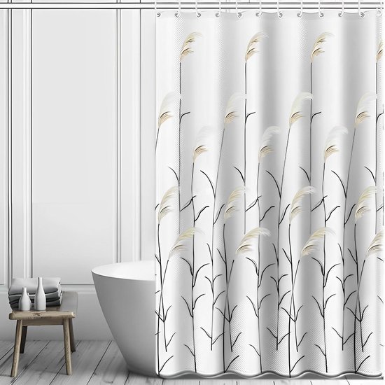 550x550-6701.jpg Unyqoos® Elegant Douchegordijn met Natuurlijke Botanische Print en Waterafstotende Eigenschappen, Inclusief Haken