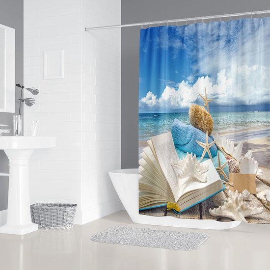 Unyqoos® Stijlvol Douchegordijn met Strandthema en Anti-Schimmel Eigenschappen voor Badkamer