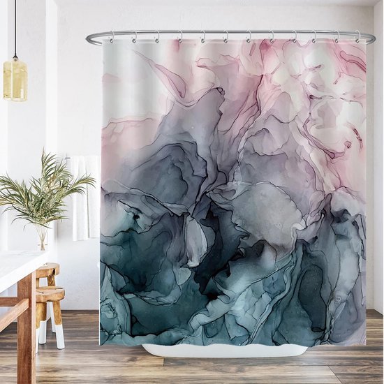 Unyqoos® Stijlvol Douchegordijn Met Pastelkleurige Aquarelprint, Anti-Schimmel, Waterafstotend, Inclusief Ringen, 180 x 200 cm