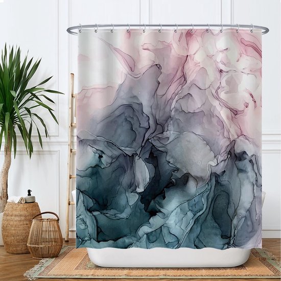 Unyqoos® Stijlvol Douchegordijn Met Pastelkleurige Aquarelprint, Anti-Schimmel, Waterafstotend, Inclusief Ringen, 180 x 200 cm