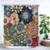 Unyqoos® Decoratief Douchegordijn met Levendige Bloemenprint en Kunstzinnige Natuurelementen, 180 x 200 cm, Wasbaar, Waterafstotend, Inclusief 12 Ophangringen