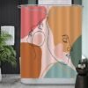 Unyqoos® Stijlvol Douchegordijn Met Abstracte Esthetiek Voor Moderne Badkamers - 180 x 200 cm - Roze Oker Groen Bruin