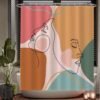 Unyqoos® Stijlvol Douchegordijn Met Abstracte Esthetiek Voor Moderne Badkamers - 180 x 200 cm - Roze Oker Groen Bruin