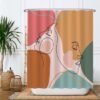 Unyqoos® Stijlvol Douchegordijn Met Abstracte Esthetiek Voor Moderne Badkamers - 180 x 200 cm - Roze Oker Groen Bruin