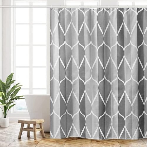 Unyqoos® Verstelbaar Polyester Douchegordijn met Verzwaarde Zoom en Sneldrogende Eigenschappen voor Badkamerinrichting