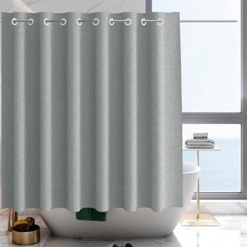 550x550-6790.jpg Unyqoos® Stijlvol Grijs Douchegordijn Zonder Haken met Zwaar Kunstlinnen Design voor Luxe Badkamers