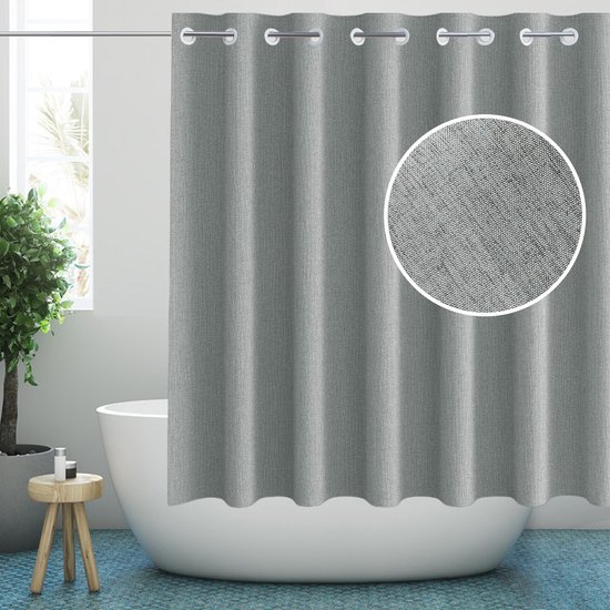 Unyqoos® Stijlvol Grijs Douchegordijn Zonder Haken met Zwaar Kunstlinnen Design voor Luxe Badkamers