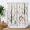 Unyqoos® Stijlvol Natuurthema Douchegordijn met Vrolijke Dierenprint - 180 x 200 cm - Inclusief 12 Ringen