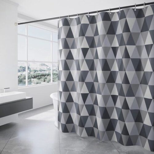 550x550-6824.jpg Unyqoos® Sneldrogend Polyester Douchegordijn met Driehoekig Patroon en Verzwaarde Zoom voor Badkamer