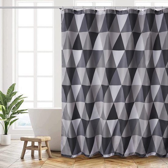 Unyqoos® Sneldrogend Polyester Douchegordijn met Driehoekig Patroon en Verzwaarde Zoom voor Badkamer