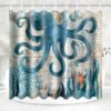 Unyqoos® Stijlvol en Schimmelwerend Douchegordijn 180 x 200 cm met Octopusprint en Ringen