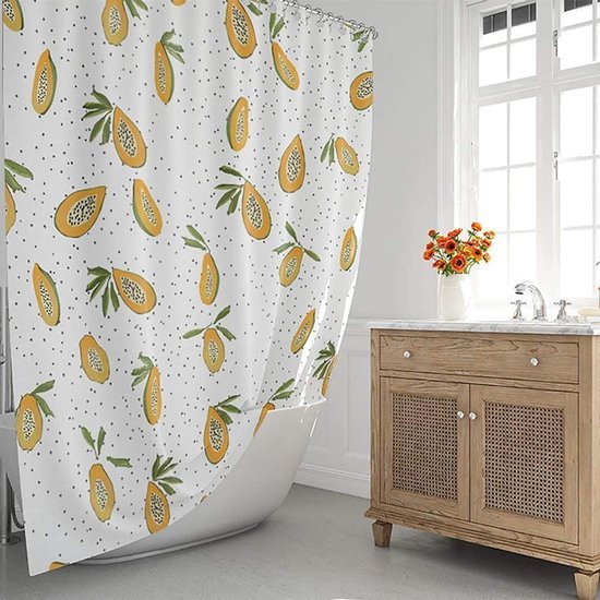 Unyqoos® Dekoratieve Papaya Douchegordijn van Hoogwaardig Waterdicht Polyester met Haken voor Badkamervernieuwing
