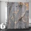 Unyqoos® Modern en Stijlvol Douchegordijn in Grijs en Goud Marmerlook, 180 x 200 cm, Waterdicht Polyester Textiel voor Badkuip