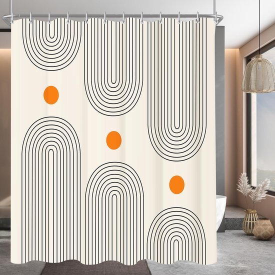 Unyqoos® Stijlvol Douchegordijn Met Geometrisch Design, Waterafstotend En Schimmelwerend Voor Badkamercomfort