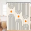 Unyqoos® Stijlvol Douchegordijn Met Geometrisch Design, Waterafstotend En Schimmelwerend Voor Badkamercomfort