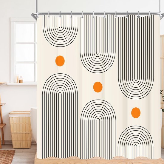 Unyqoos® Stijlvol Douchegordijn Met Geometrisch Design, Waterafstotend En Schimmelwerend Voor Badkamercomfort