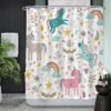 Unyqoos® Betoverend Douchegordijn met Eenhoorn, Wolken en Regenboog voor een Magische Badkamerervaring