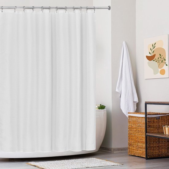 Unyqoos® Elegant Wafelstructuur Douchegordijn met Waterafstotende Eigenschappen en Gemakkelijke Installatie