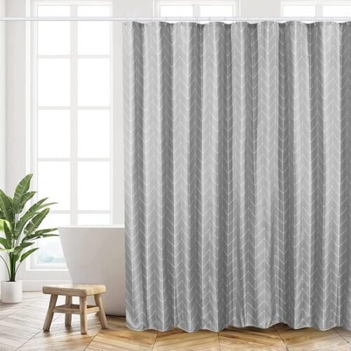 550x550-6951.jpg Unyqoos® Stijlvol Polyester Douchegordijn met Verzwaarde Zoom in Grijs Pijlpatroon - 180 x 200 cm