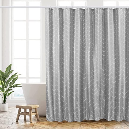 Unyqoos® Stijlvol Polyester Douchegordijn met Verzwaarde Zoom in Grijs Pijlpatroon - 180 x 200 cm