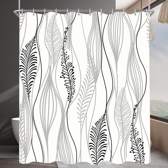 550x550-6956.jpg Unyqoos® Douchescherm met Unieke Bladmotieven en Praktische Functies voor Badkamercomfort