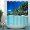 Unyqoos® Stijlvol Douchegordijn met Oceaan- en Strandthema, Schimmelbestendig, Wasbaar en Metalen Ogen, 180x200 cm