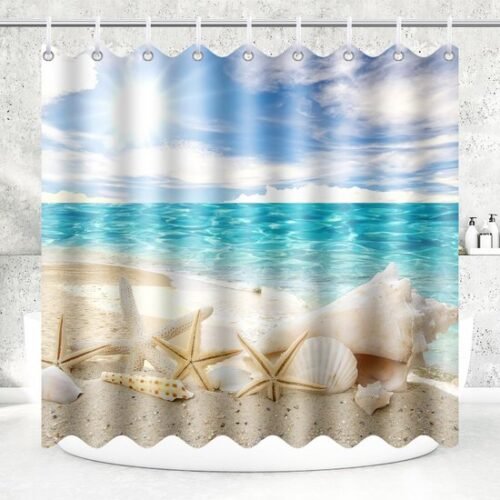 550x550-6969.jpg Unyqoos® Oceanisch Thema Schimmelbestendig Douchegordijn met Waterdichte Polyester Stof en 12 Ringen