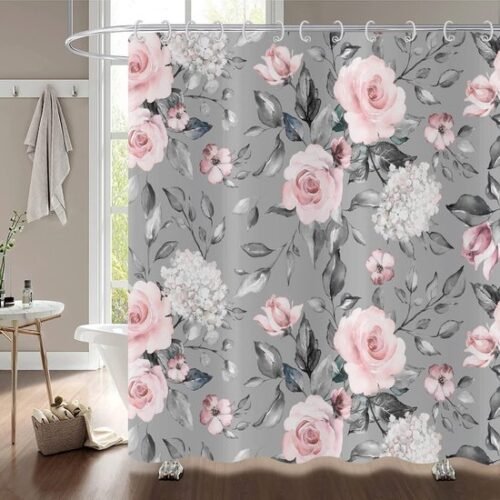 550x550-6980.jpg Unyqoos® Stijlvol en Waterdicht Douchegordijn met Bloemenprint voor de Badkamer