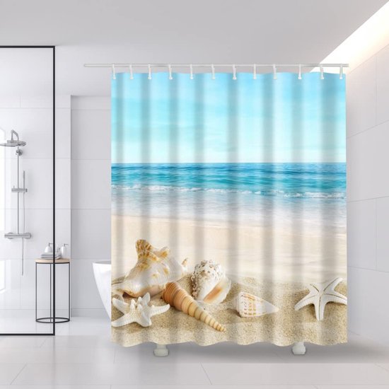 Unyqoos® Verfrissend Oceaanlandschap Douchegordijn voor Badkamer met 3D Zeemotieven, Waterdicht en Wasbaar