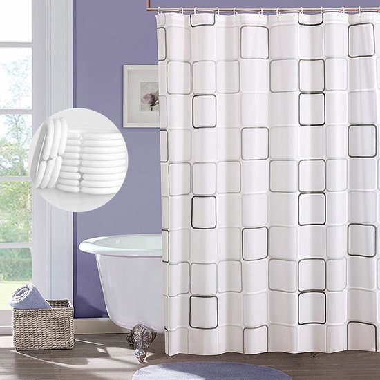 Unyqoos® Waterdicht en Schimmelwerend Douchegordijn met Ringen voor Badkamer 180x200 cm