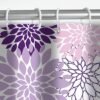 Unyqoos® Waterdicht douchegordijn met paarse bloemen en 12 haken voor de badkamer