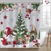 Unyqoos® Kerst Douchegordijn met Kabouters en Ballen voor Feestelijke Badkamer