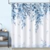 Unyqoos® Stijlvol douchegordijn met blauwe eucalyptus bladeren, waterdicht en wasbaar inclusief haken