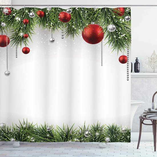 550x550-7032.jpg Unyqoos® Stijlvol Kerstthema Douchegordijn met Ornamenten en Haken 175x180 cm