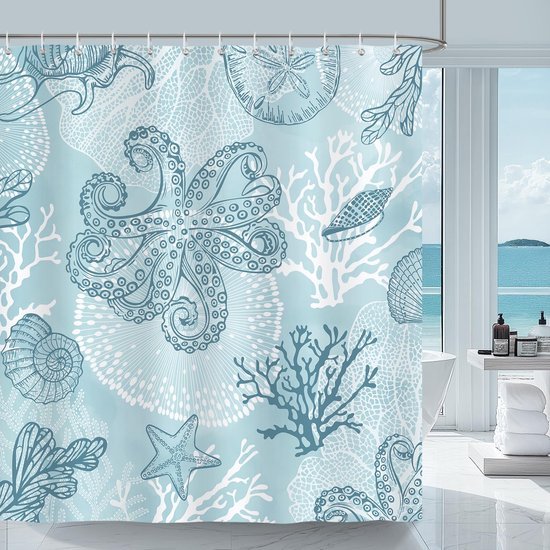 Unyqoos® Decoratief Douchegordijn met Oceaan Thema en Schimmelwerende Eigenschappen voor de Badkamer