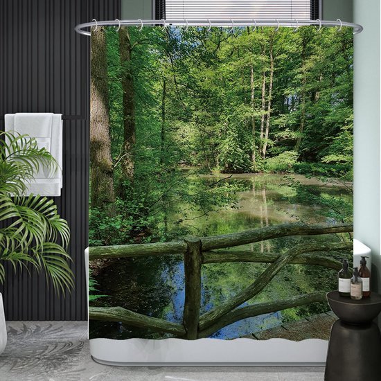 Unyqoos® Fris Douchegordijn met Rustgevend Natuurontwerp - Waterafstotend en Schimmelbestendig - 180 x 200 cm