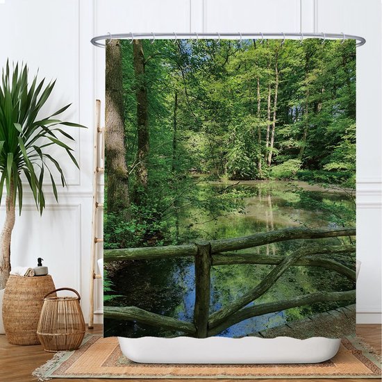 Unyqoos® Fris Douchegordijn met Rustgevend Natuurontwerp - Waterafstotend en Schimmelbestendig - 180 x 200 cm