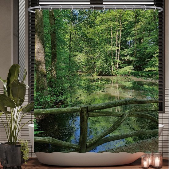 Unyqoos® Fris Douchegordijn met Rustgevend Natuurontwerp - Waterafstotend en Schimmelbestendig - 180 x 200 cm